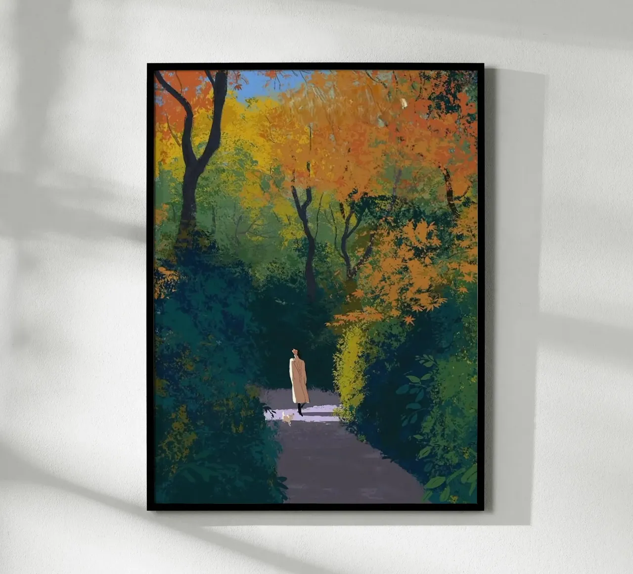 autumn calm walking poster con telaio in legno da mip of map