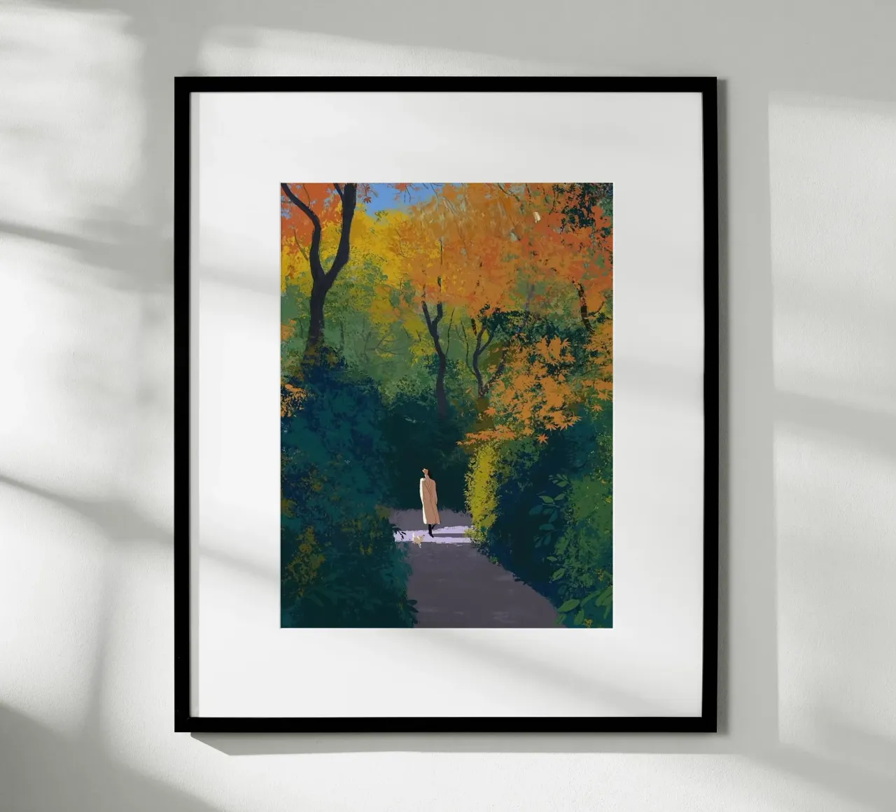 autumn calm walking poster con telaio in legno da mip of map