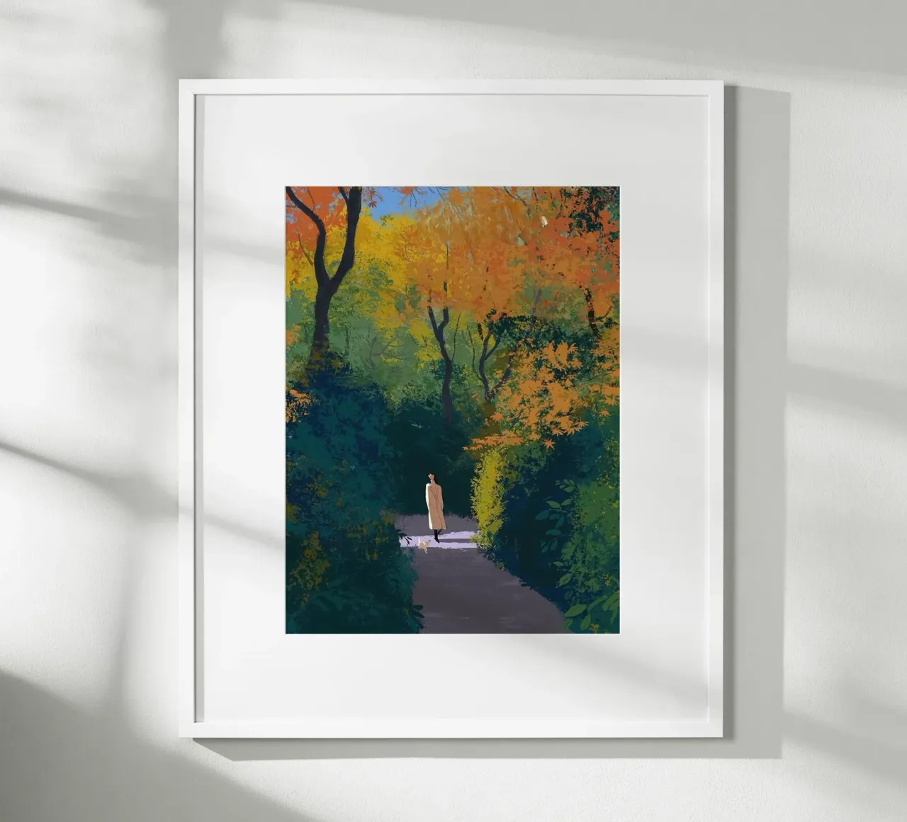 autumn calm walking poster con telaio in legno da mip of map