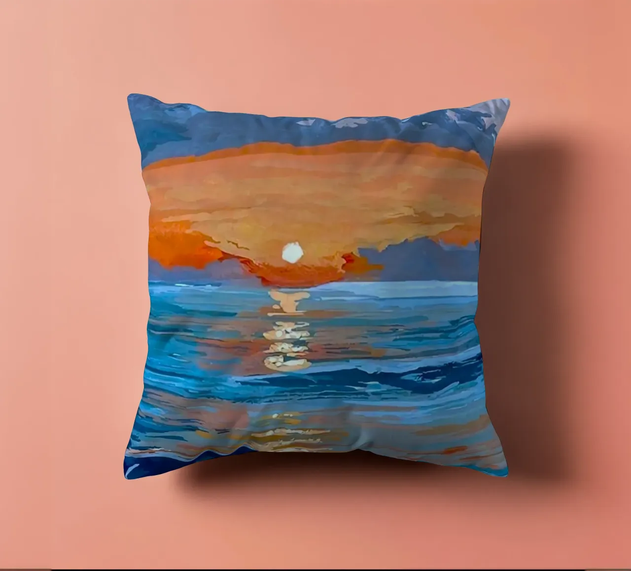 sunset reflect on ocean cuscino da mip of map