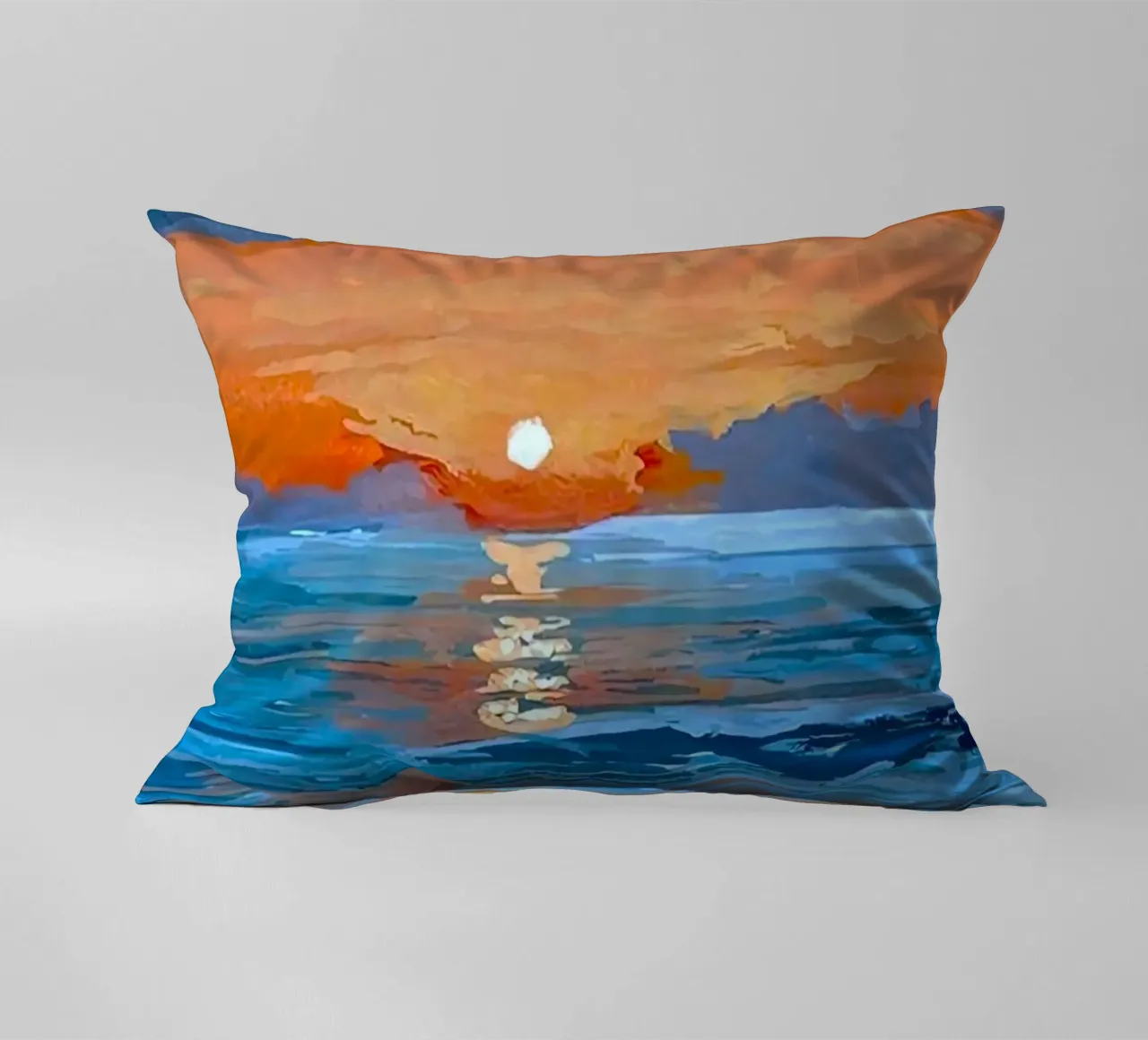 sunset reflect on ocean cuscino da mip of map