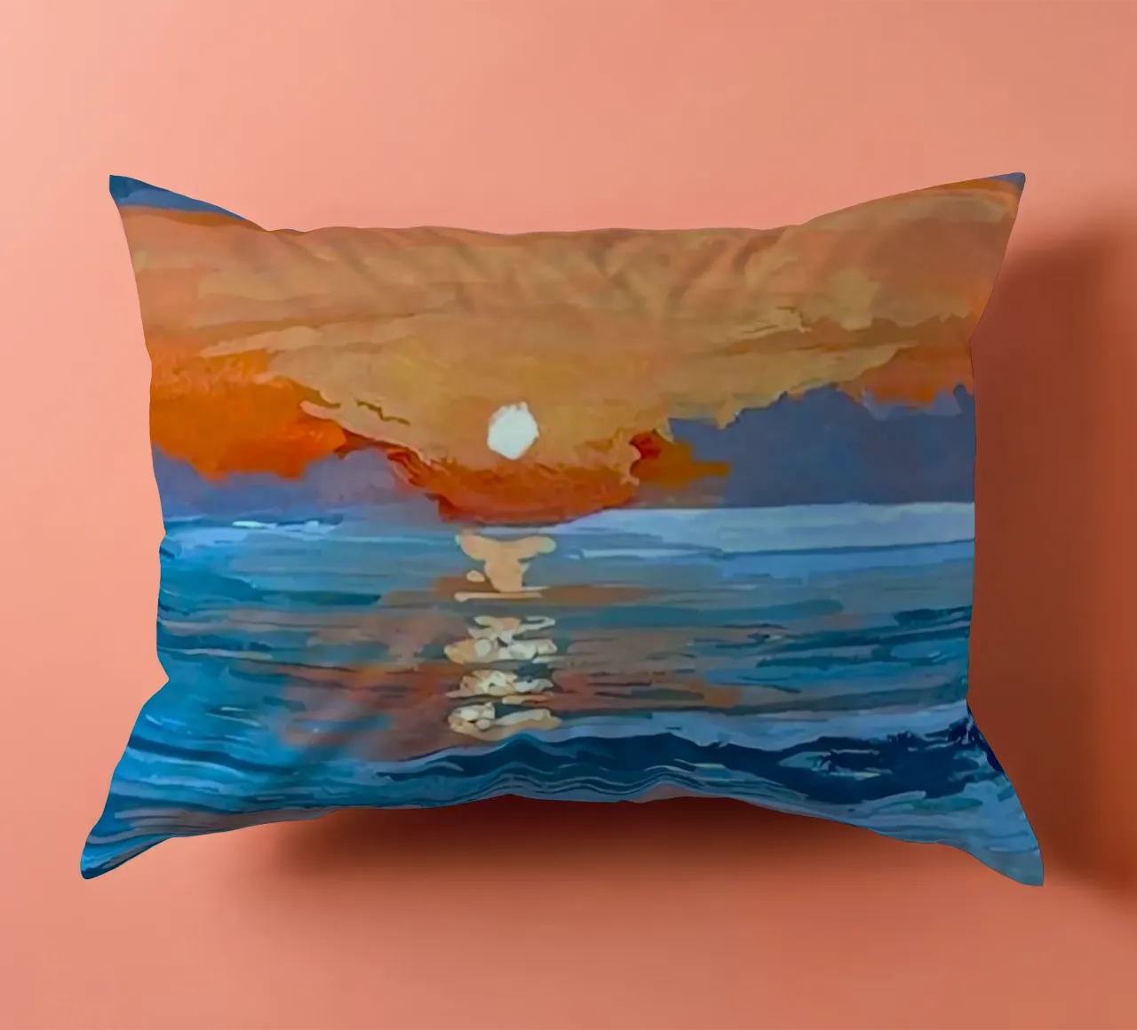sunset reflect on ocean cuscino da mip of map