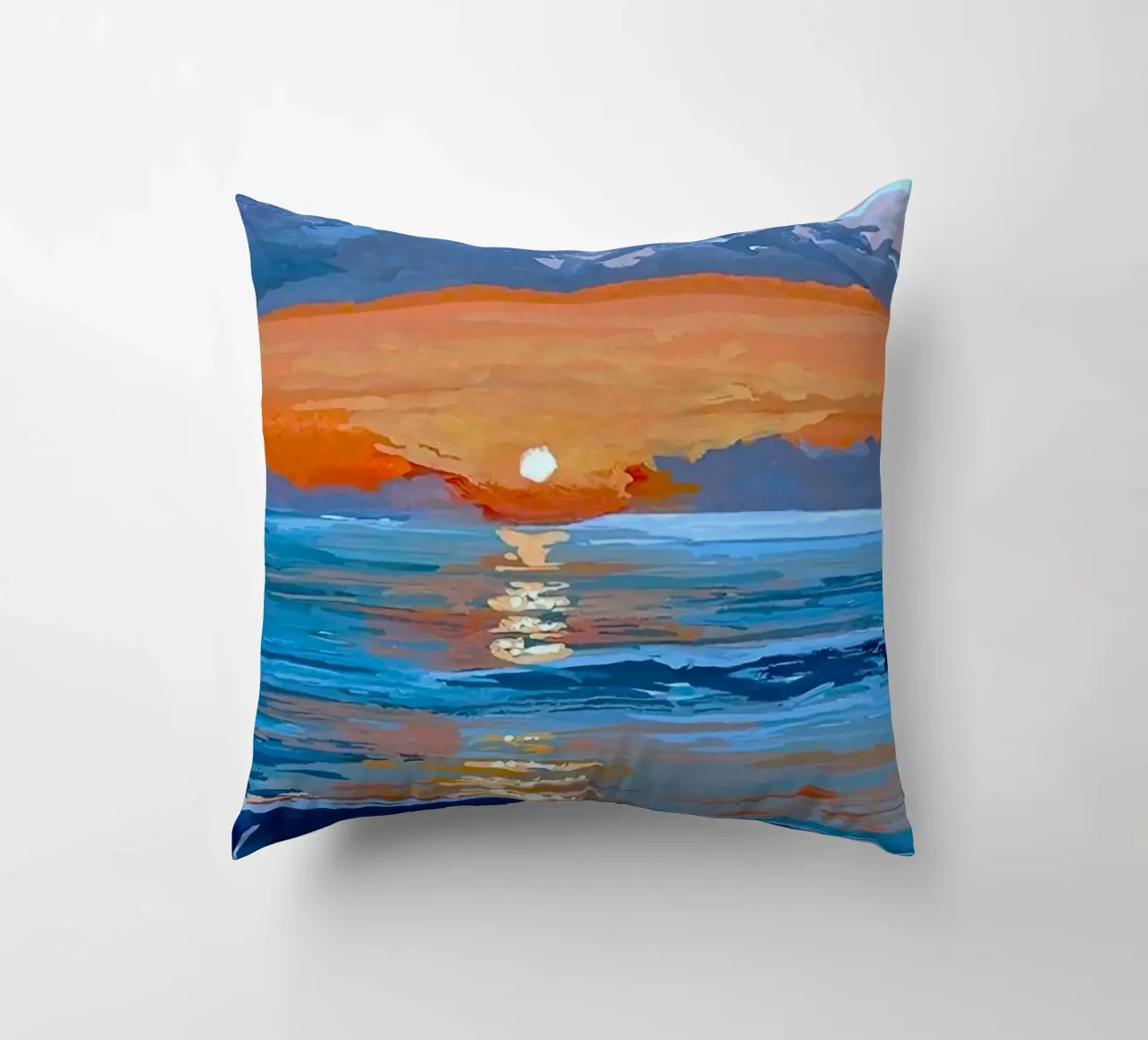 sunset reflect on ocean cuscino da mip of map