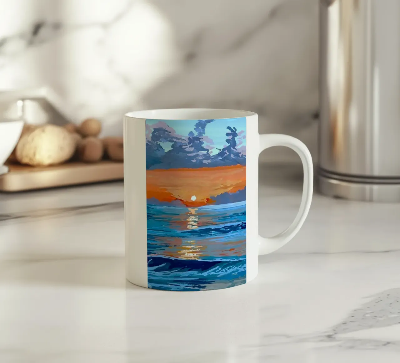 sunset reflect on ocean tazza in ceramica da mip of map