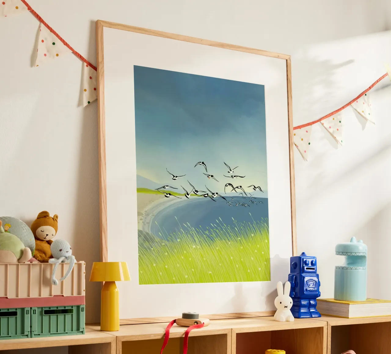 birds flying sky poster con telaio in legno da mip of map