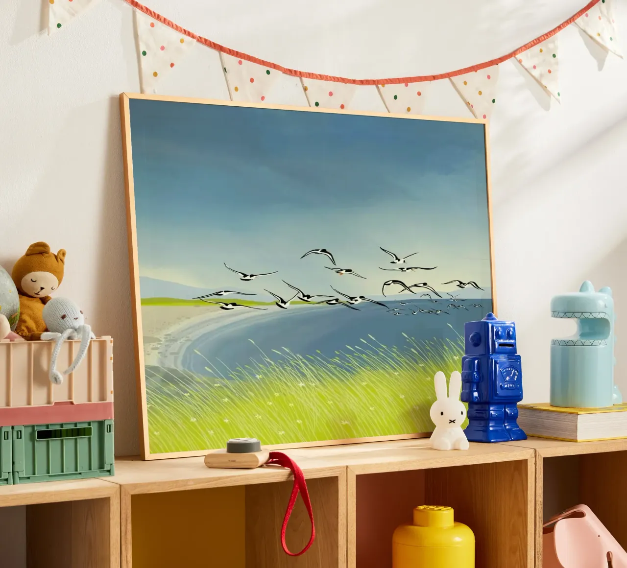 birds flying sky poster con telaio in legno da mip of map