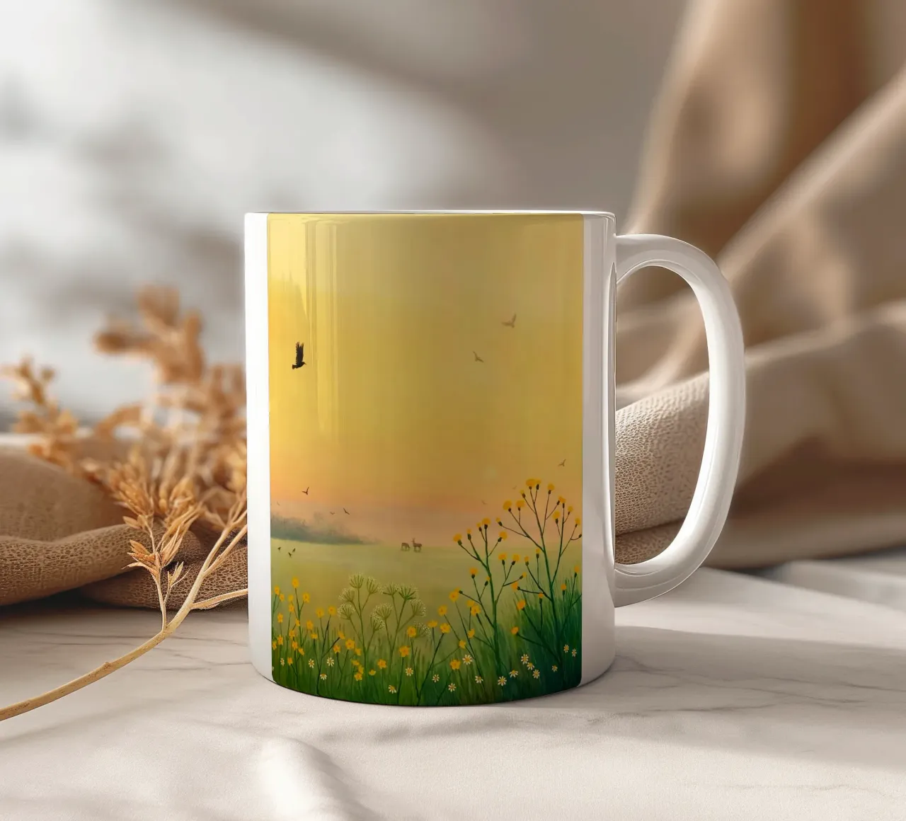 the sunset in fields tazza in ceramica da mip of map