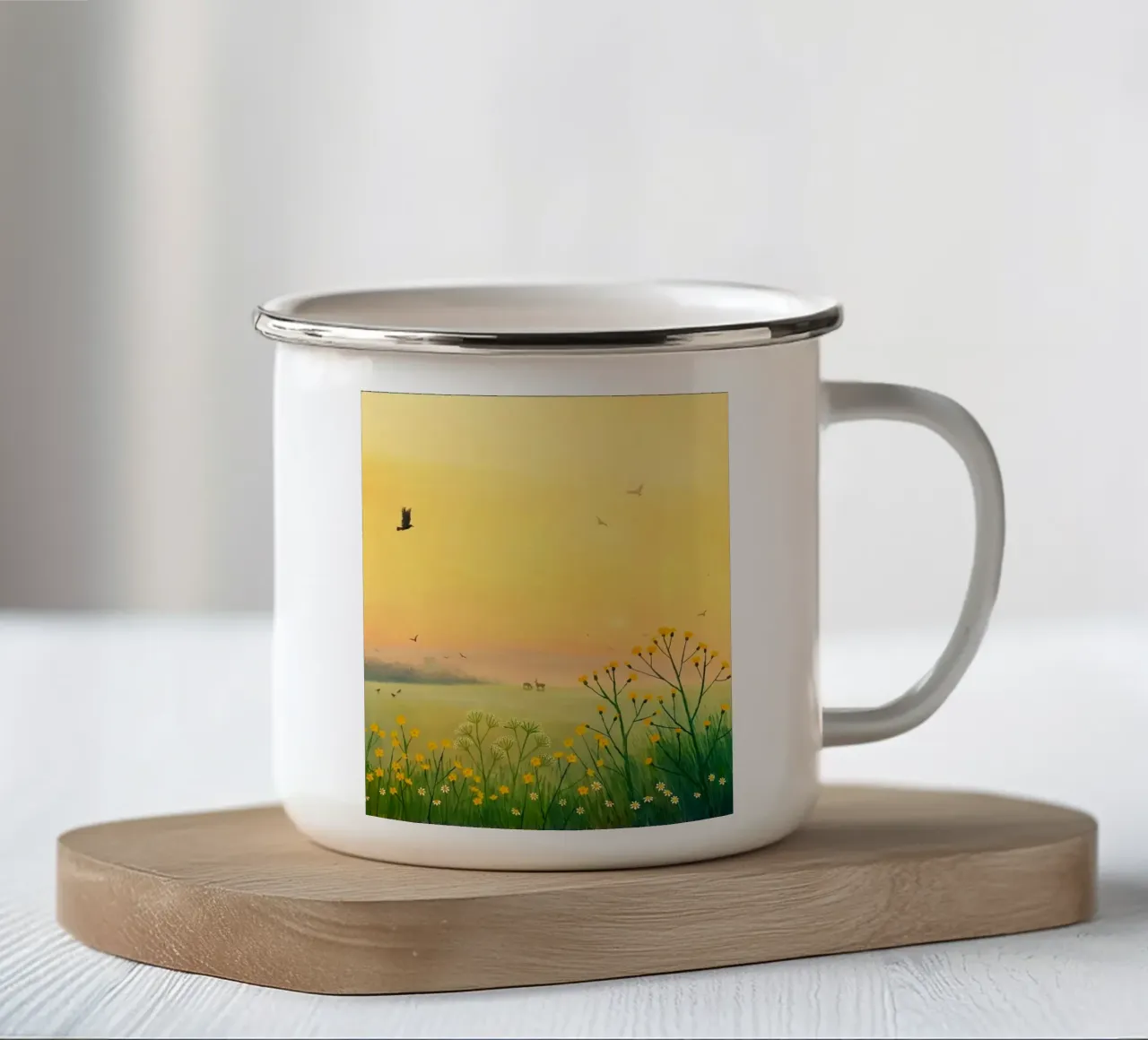 the sunset in fields tazza in smalto da mip of map