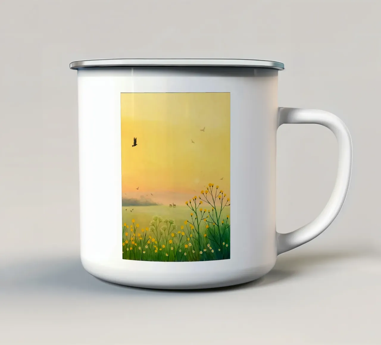 the sunset in fields tazza in smalto da mip of map