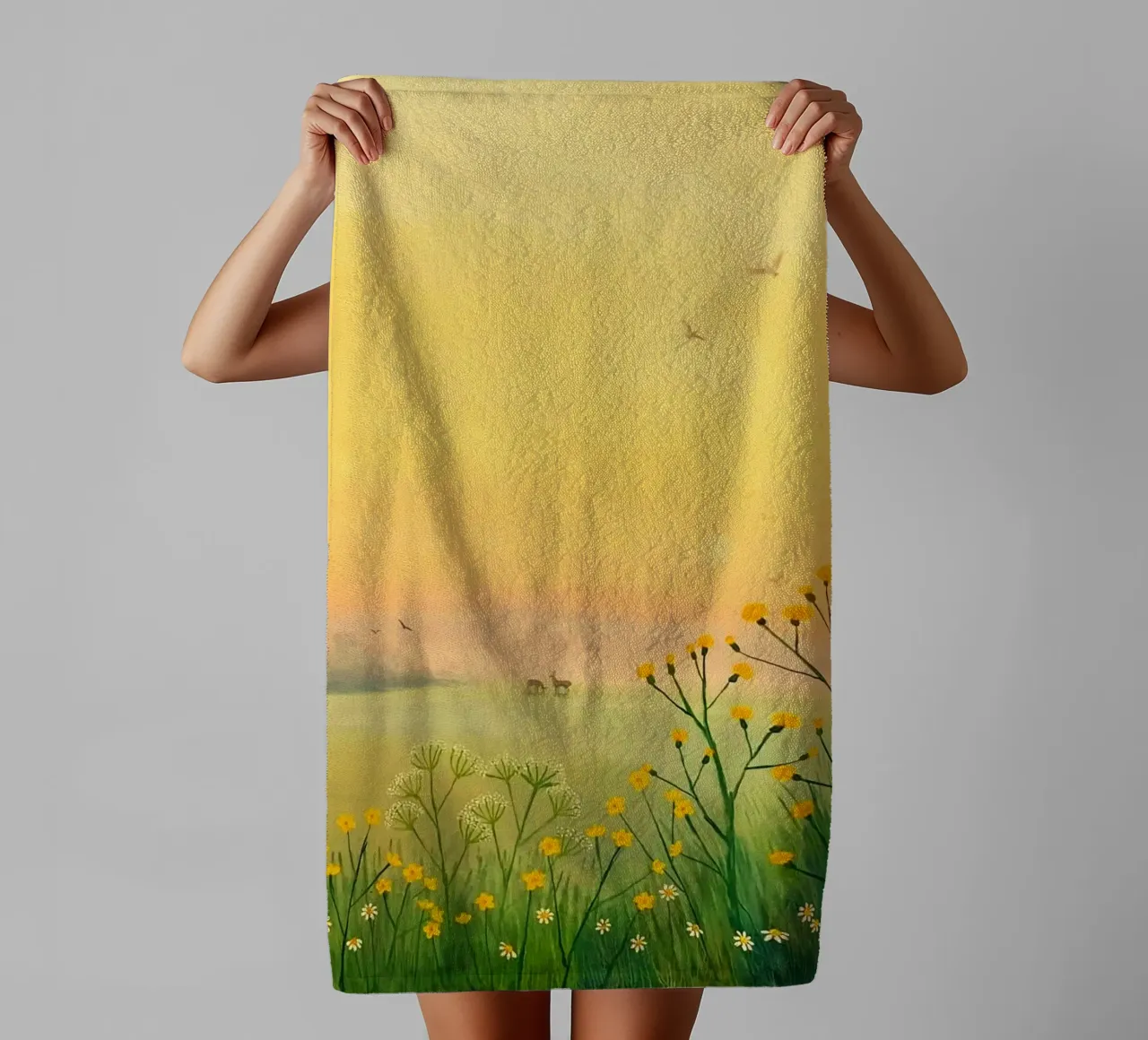 the sunset in fields asciugamano da bagno da mip of map