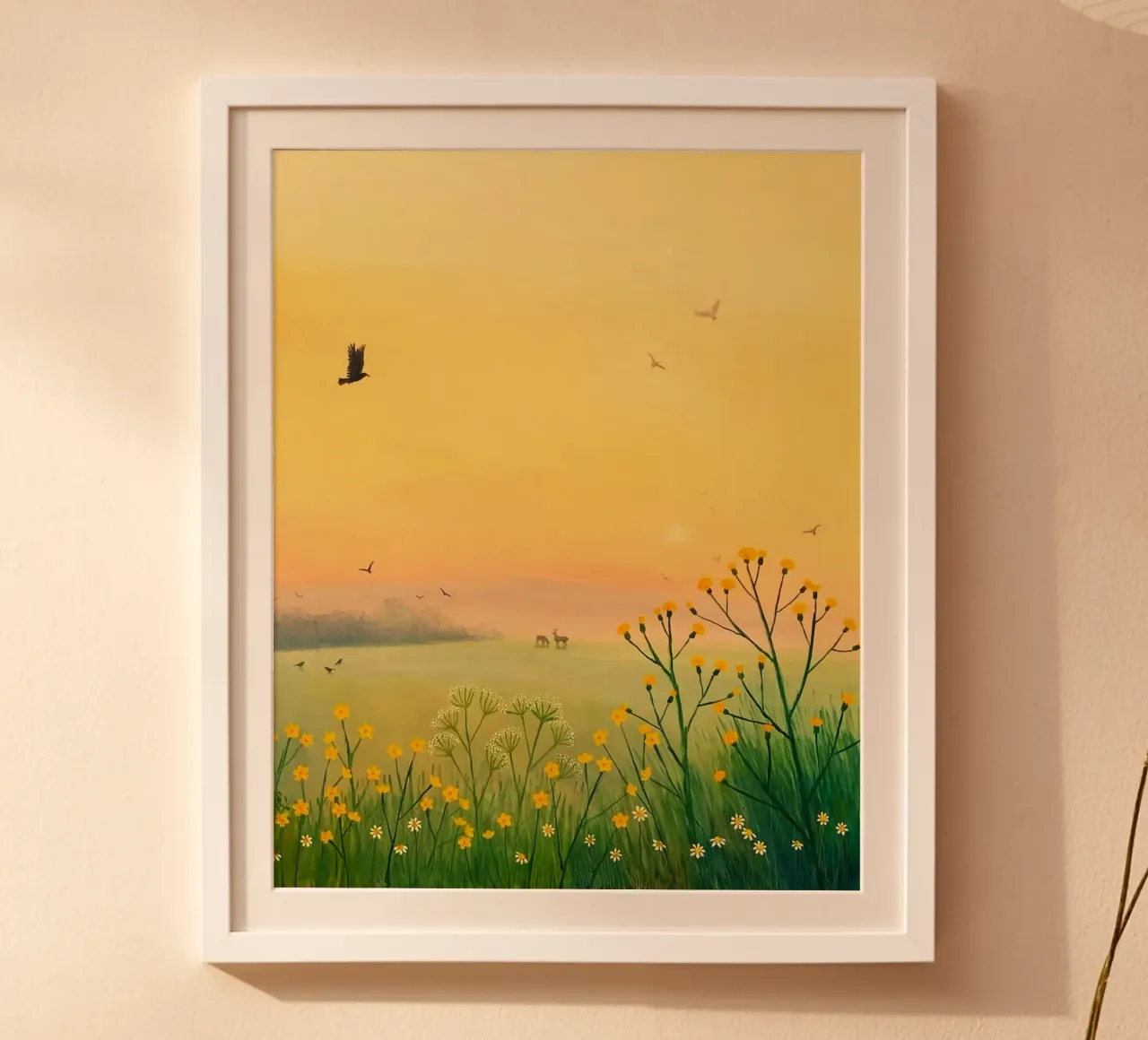 the sunset in fields poster con telaio in legno da mip of map