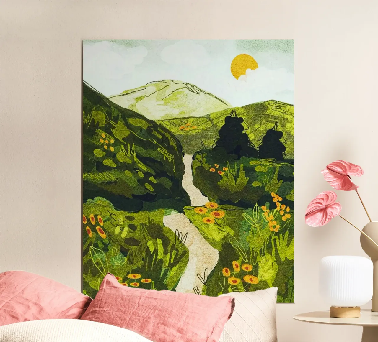 roadway to the mountain poster con telaio in alluminio da mip of map