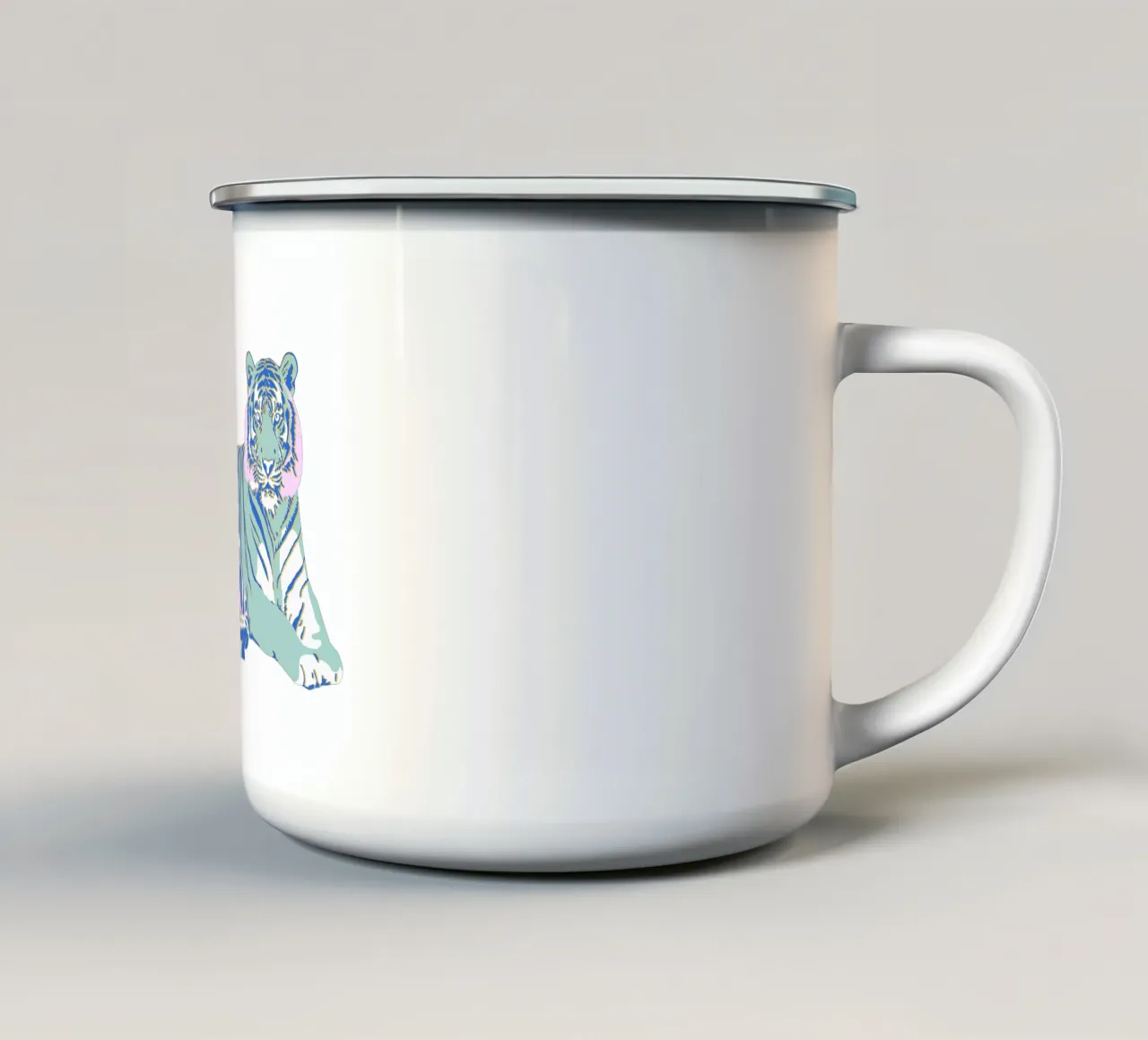 Viola tigre verde rosa tazza in smalto da Asha Designs