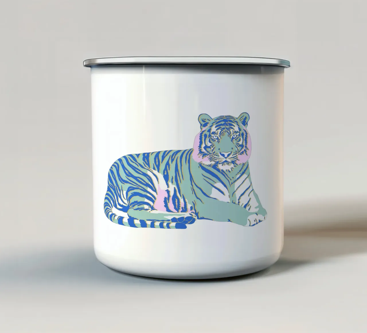 Viola tigre verde rosa tazza in smalto da Asha Designs