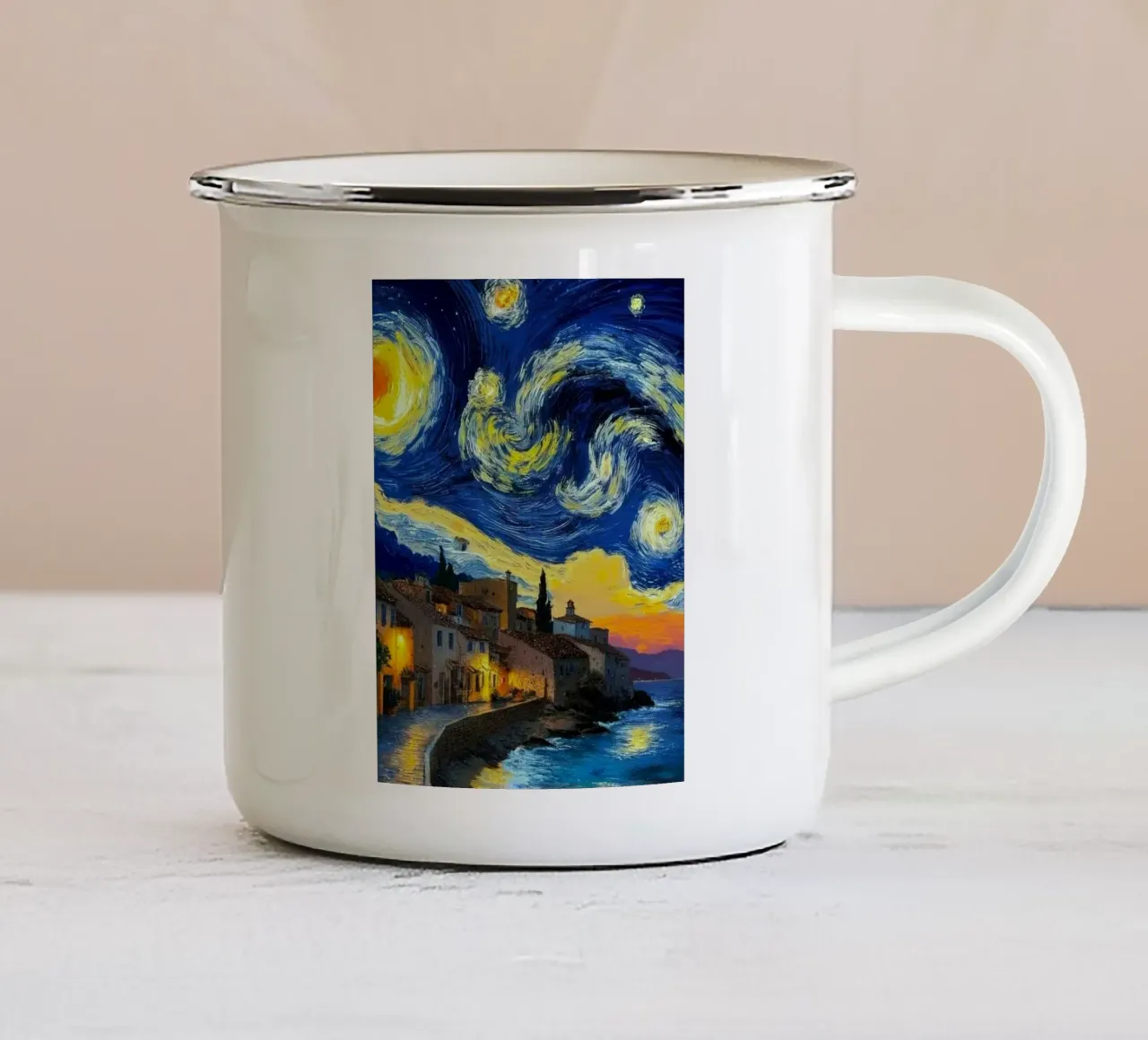 circle of stars tazza in smalto da mip of map