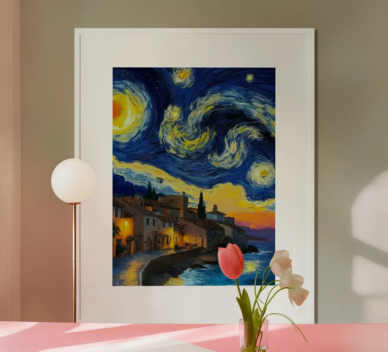 circle of stars poster con telaio in legno da mip of map