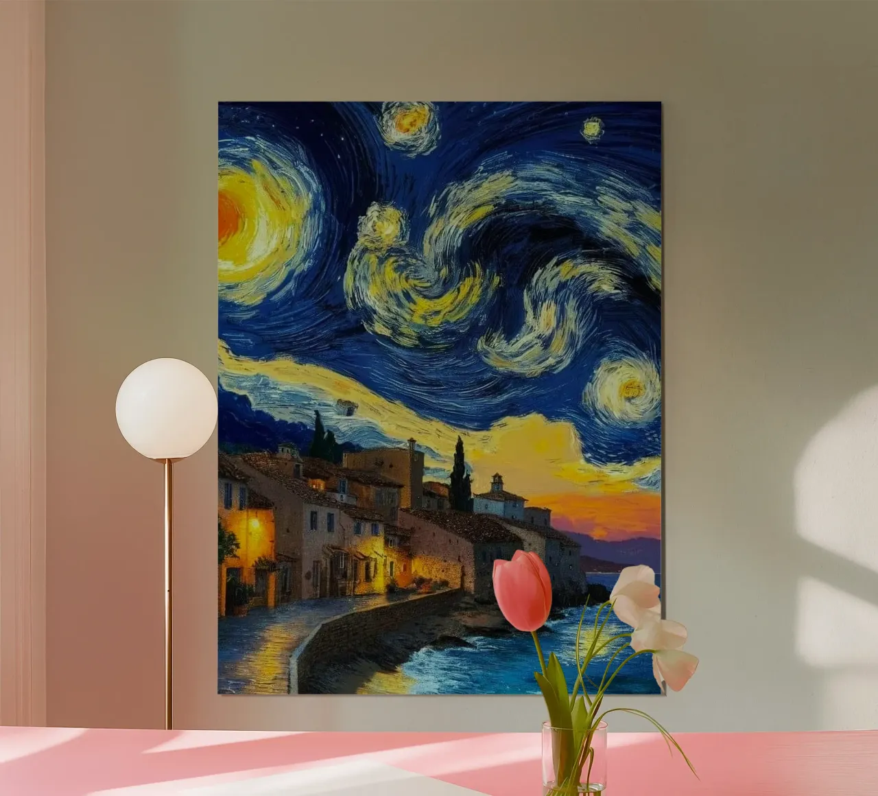 circle of stars poster con telaio in legno da mip of map