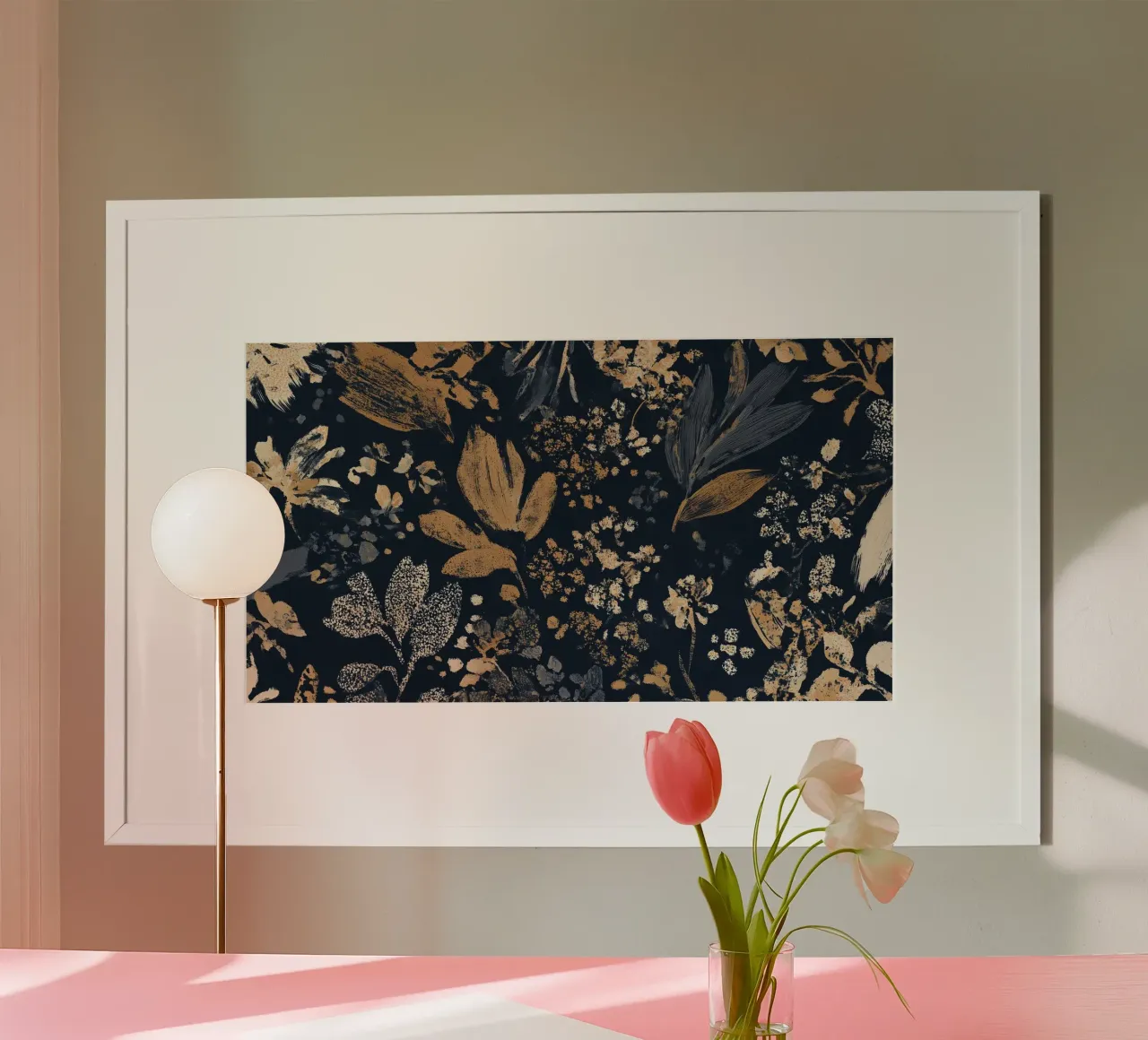 Notturno in ocra poster con telaio in legno da Seed & Signal