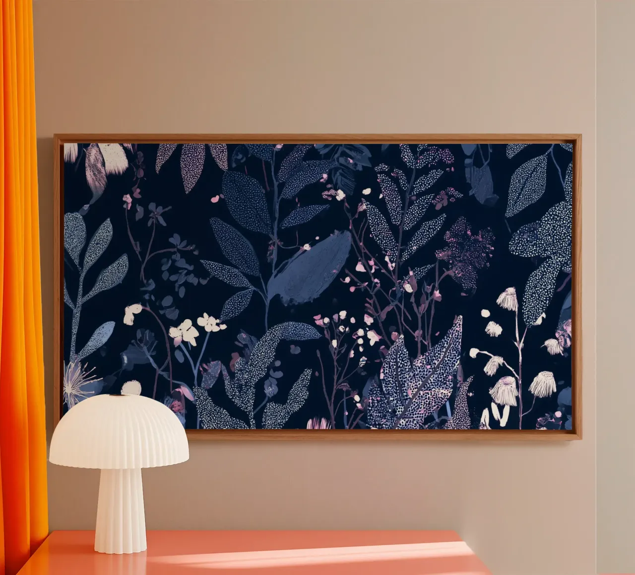 Schemeraderen canvas met Baklijst van Seed & Signal