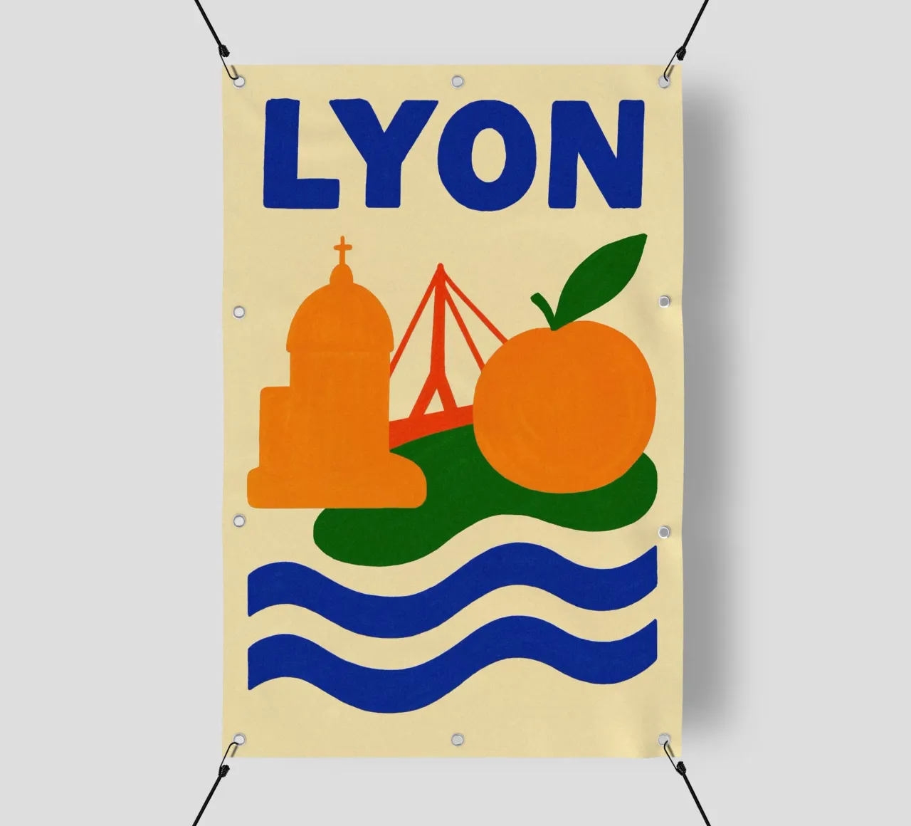 Un viaggio colorato a Lione telo in pvc da JETLAG | affiches voyage