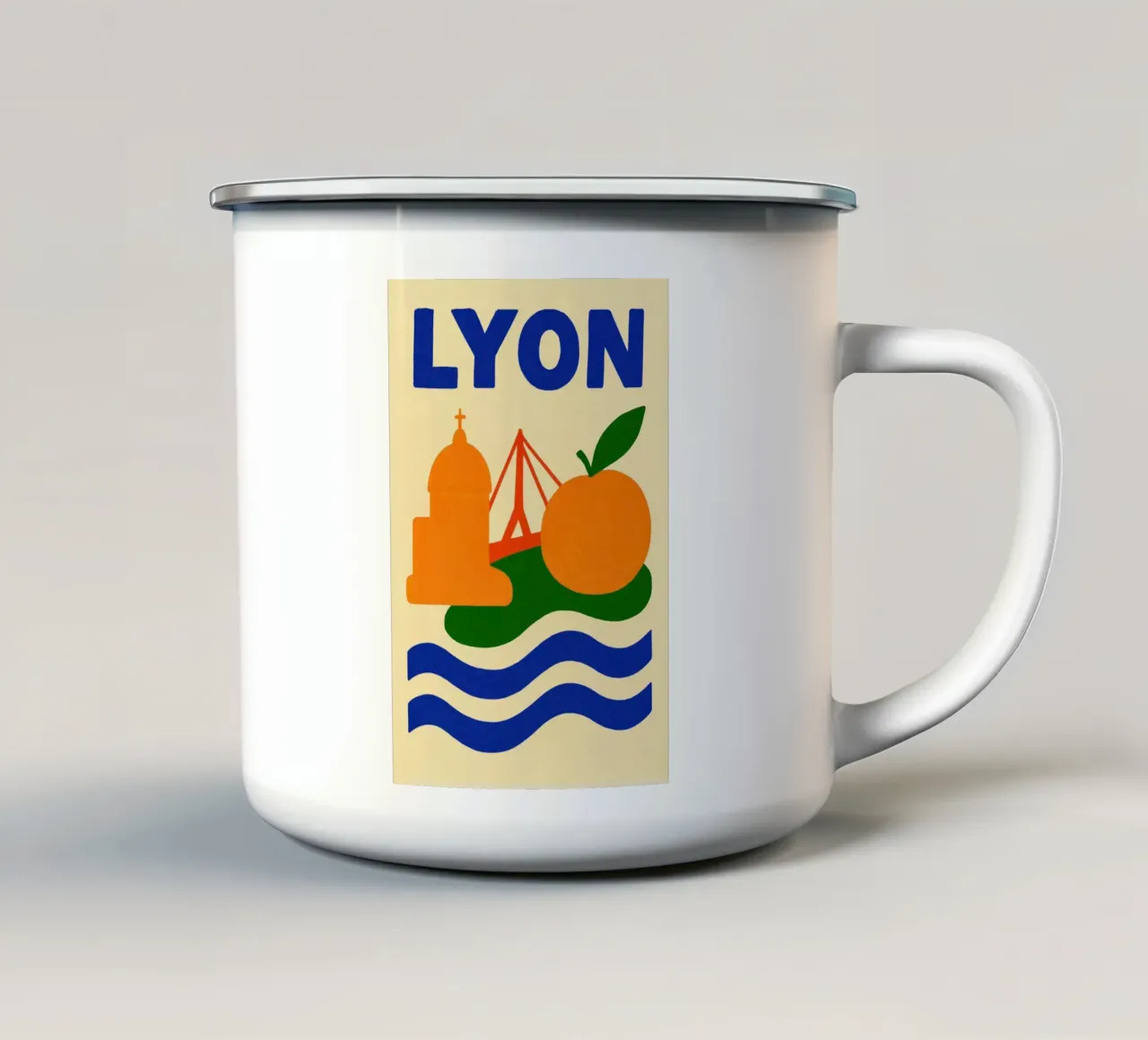 Un viaggio colorato a Lione tazza in smalto da JETLAG | affiches voyage