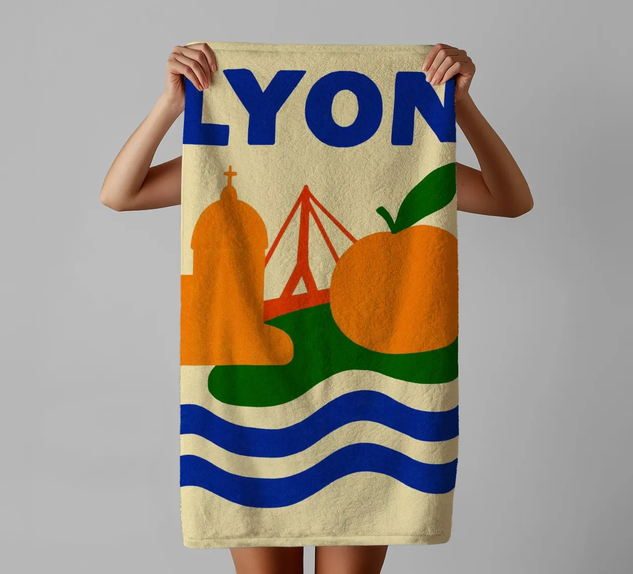 Un viaggio colorato a Lione asciugamano da bagno da JETLAG | affiches voyage