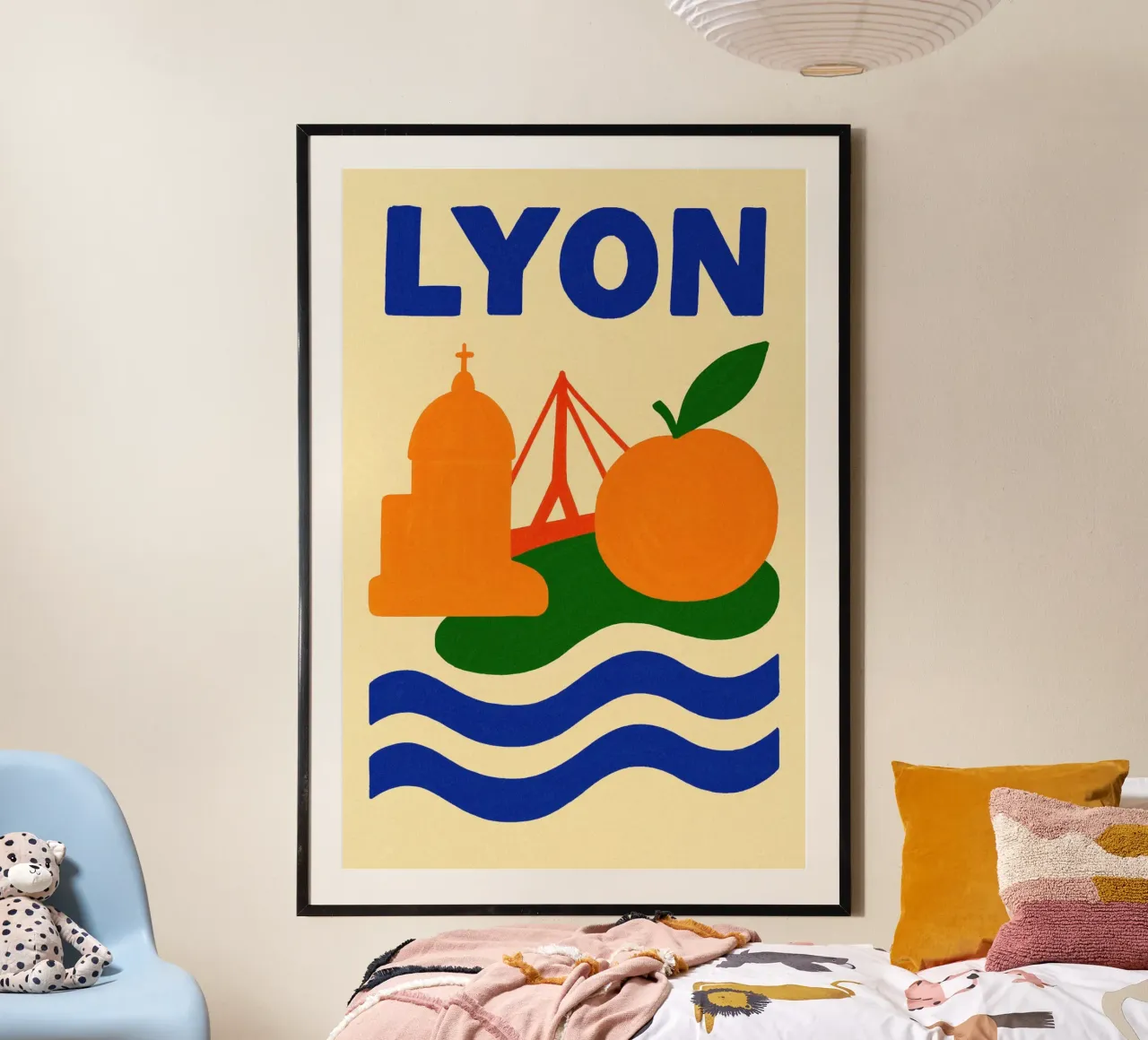 Un viaggio colorato a Lione poster con telaio in plastica da JETLAG | affiches voyage