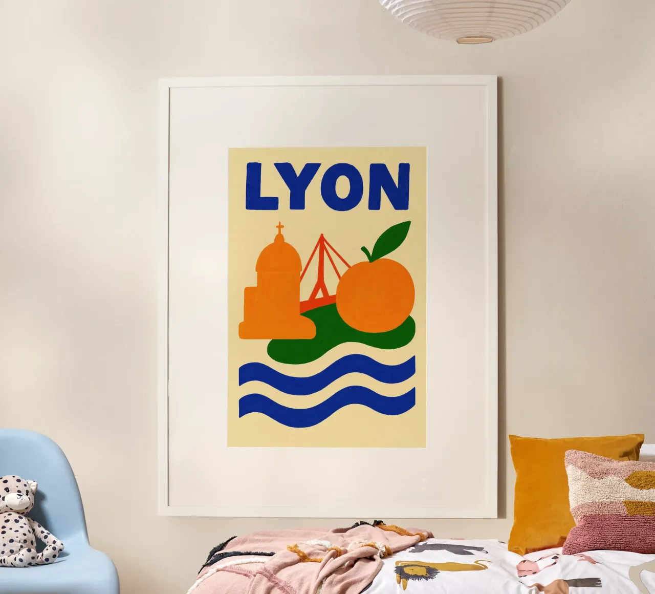 Un viaggio colorato a Lione poster con telaio in plastica da JETLAG | affiches voyage