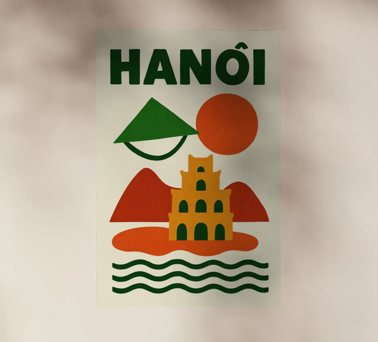 Hanoi tra montagne e pagode pellicola backlit da JETLAG | affiches voyage
