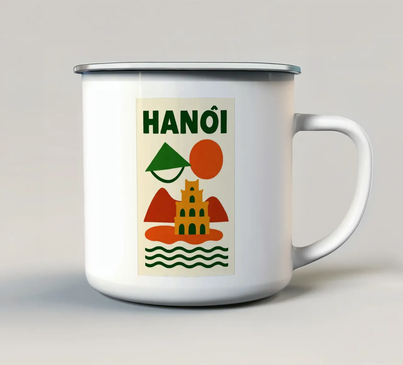 Hanoi tra montagne e pagode tazza in smalto da JETLAG | affiches voyage