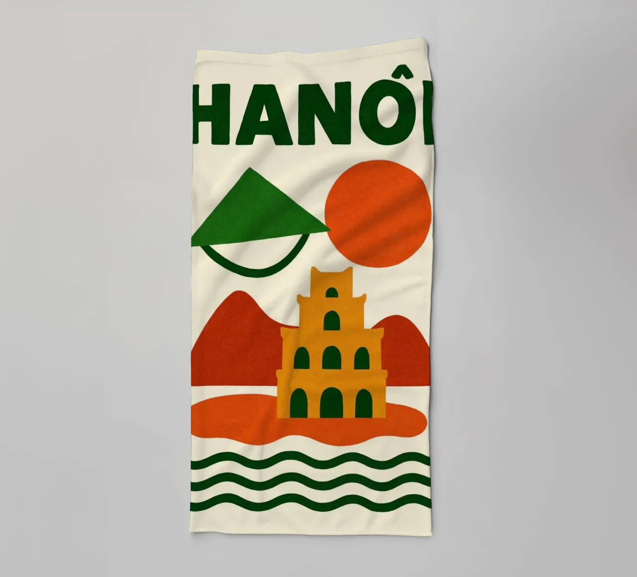 Hanoi between mountains and pagodas towel by JETLAG | affiches voyage