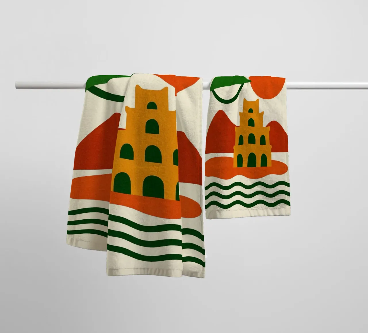 Hanoi between mountains and pagodas towel by JETLAG | affiches voyage