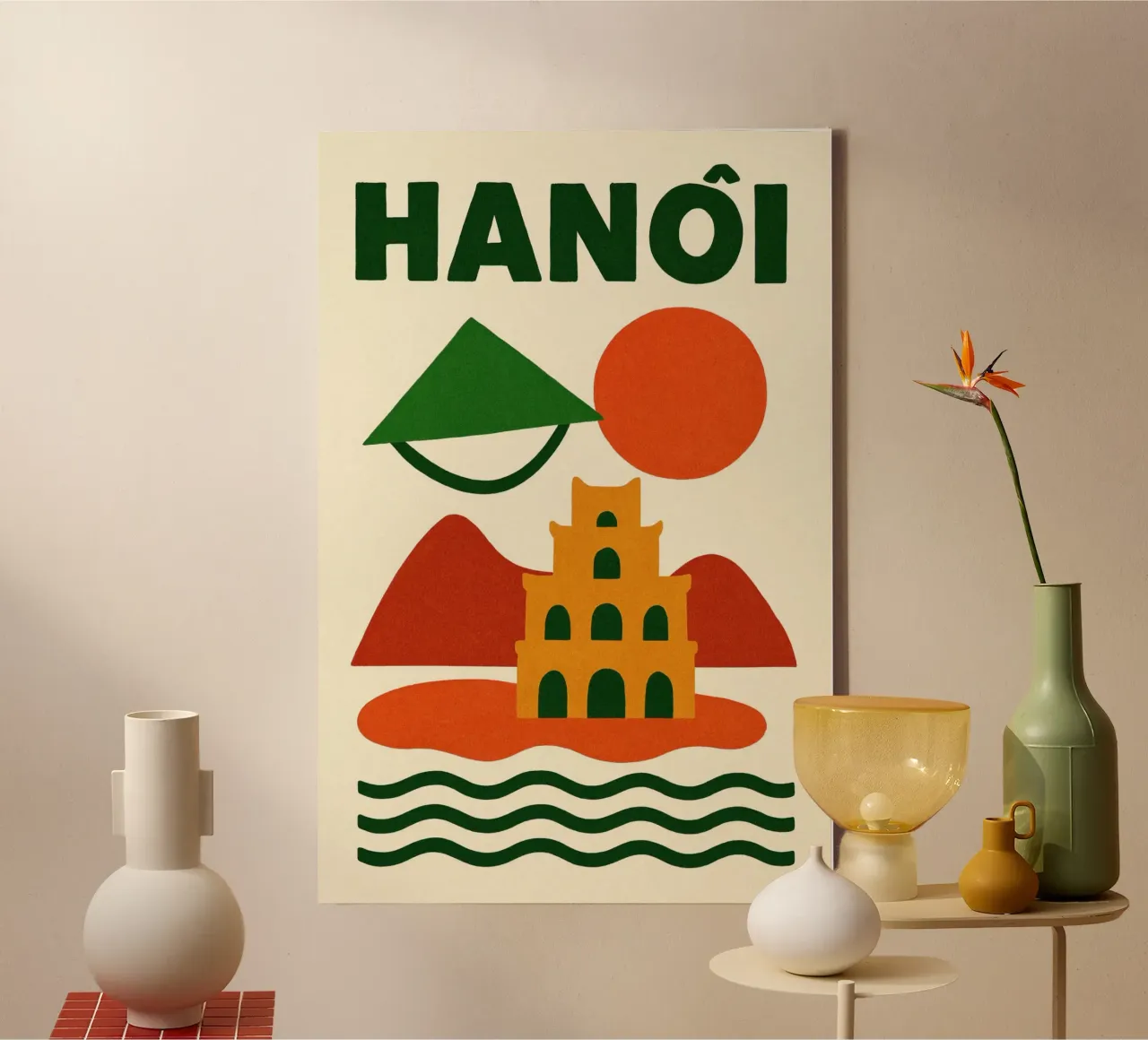 Hanoi between mountains and pagodas canvas with Floater frame by JETLAG | affiches voyage