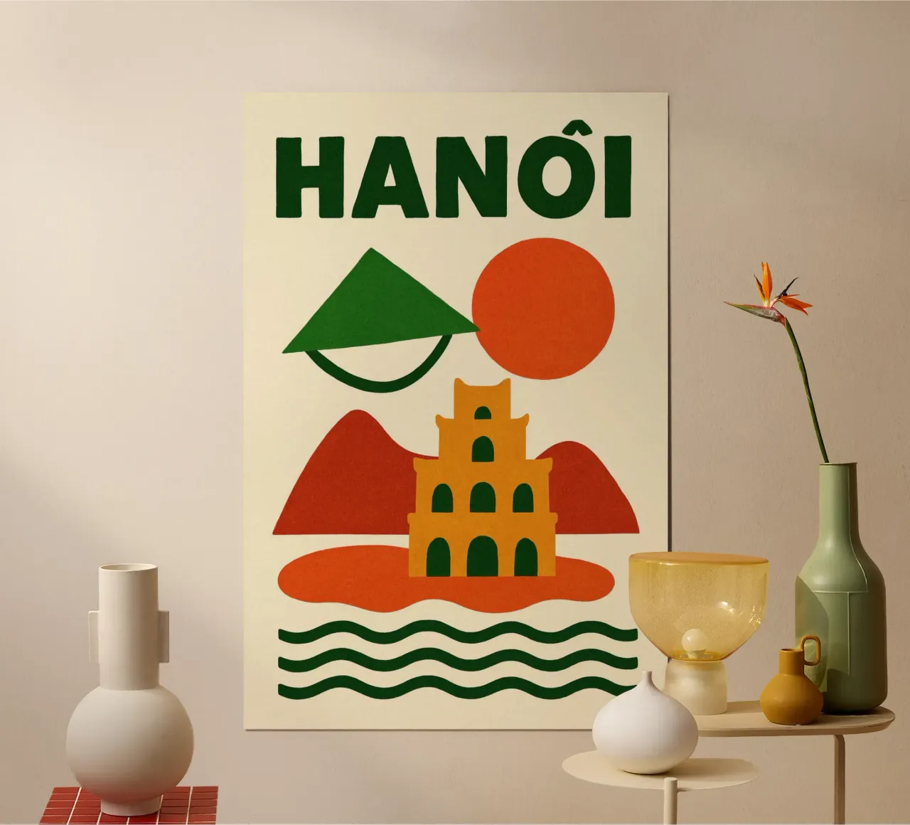 Hanoi between mountains and pagodas poster by JETLAG | affiches voyage