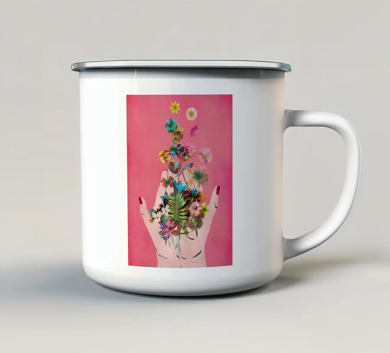 Fridas Hands (Pink) tazza in smalto da treechild
