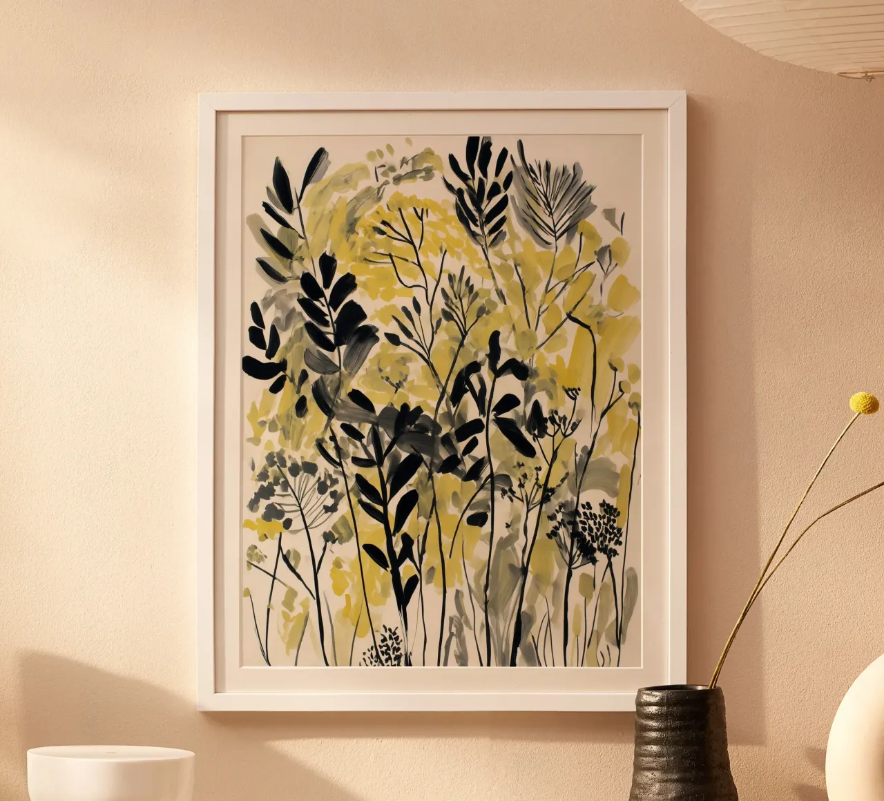 Baldacchino d'oro poster con telaio in legno da Sophia Calder Studio