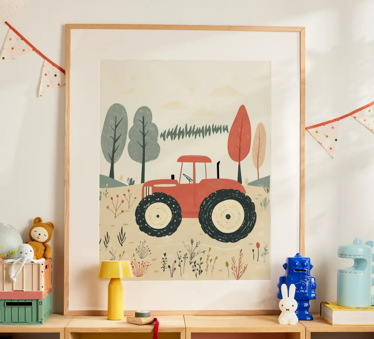 Trattore stravagante poster con telaio in legno da Happy Littles