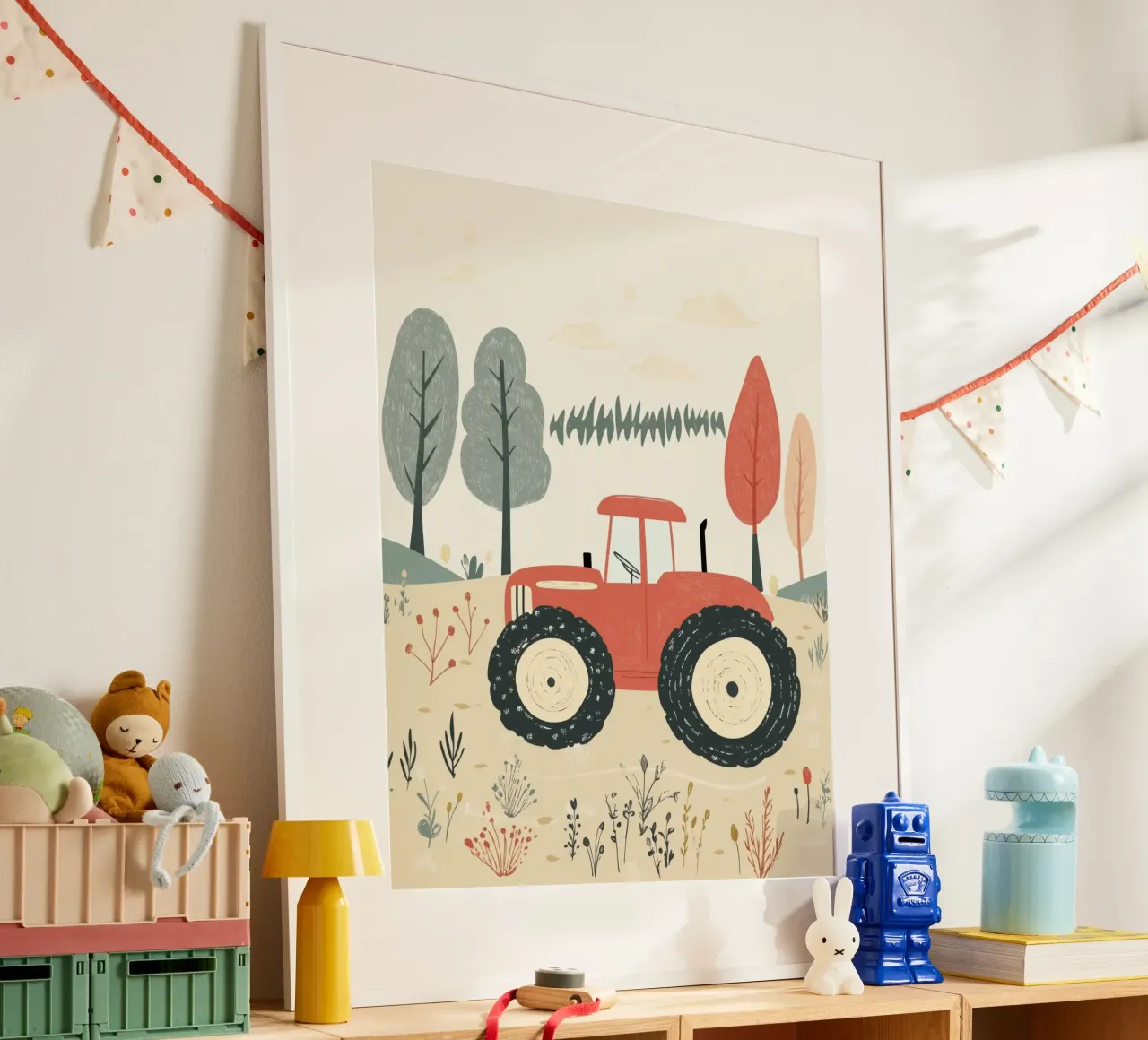 Trattore stravagante poster con telaio in legno da Happy Littles
