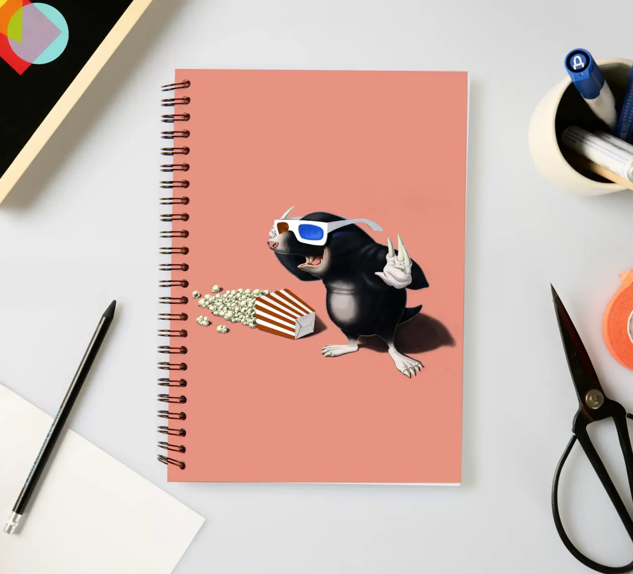 3D (Coloured) spiral notebook by Rob Art | Illustration