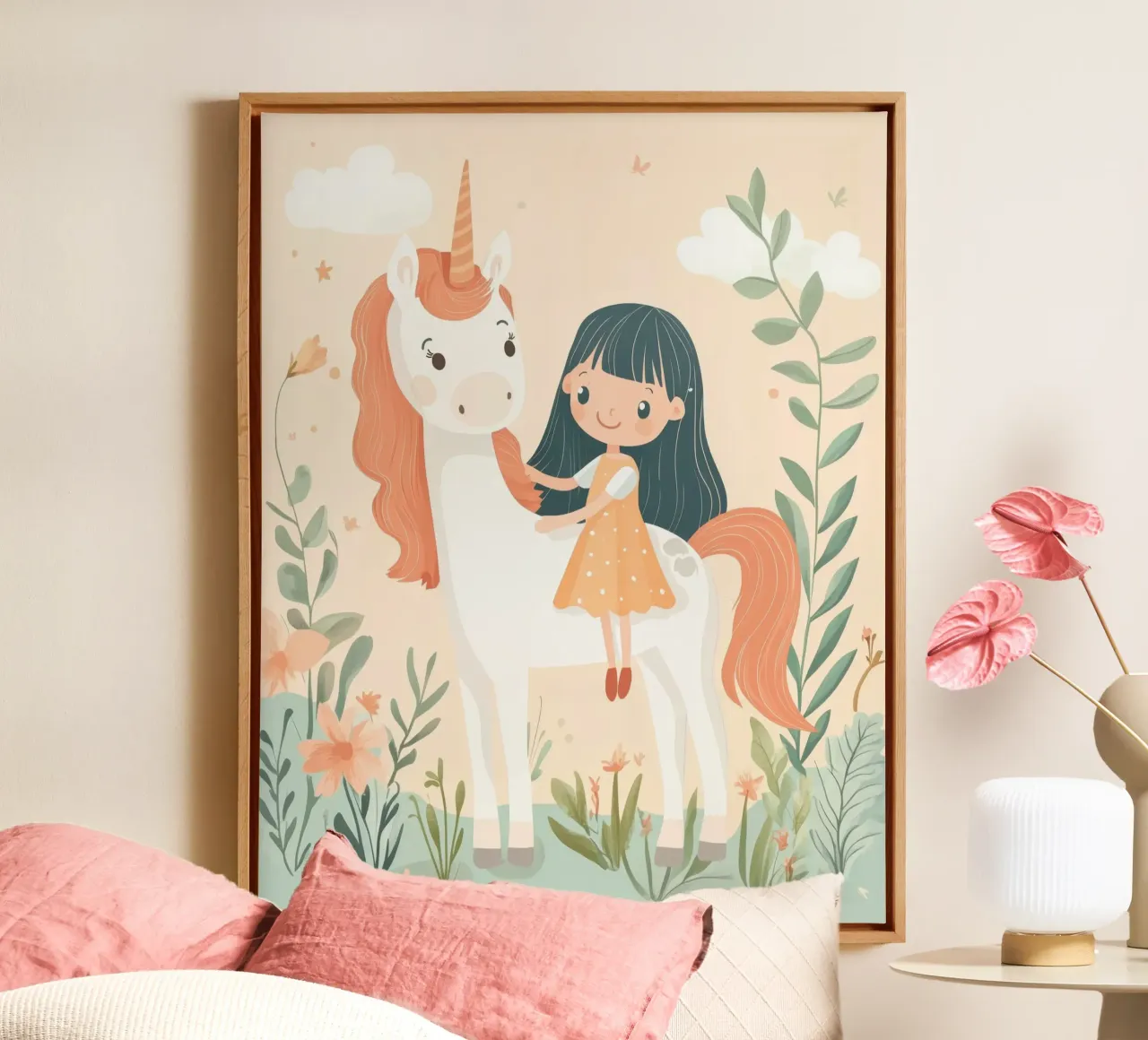 Whimsical Unicorn canvas with Floater frame by Happy Littles