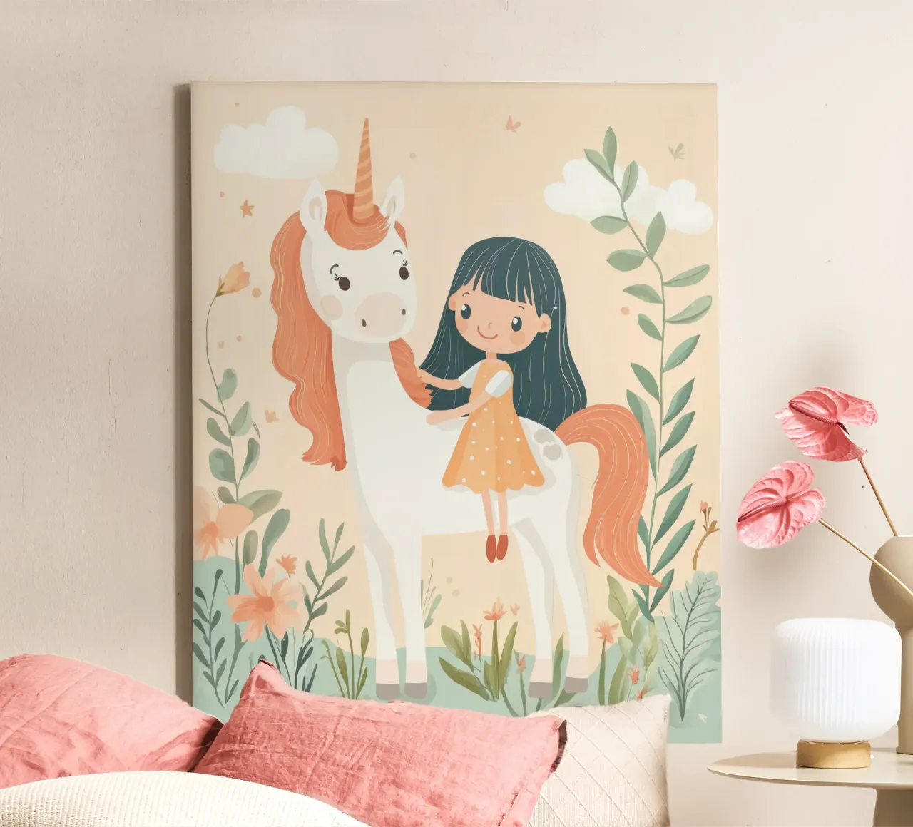 Whimsical Unicorn canvas with Floater frame by Happy Littles