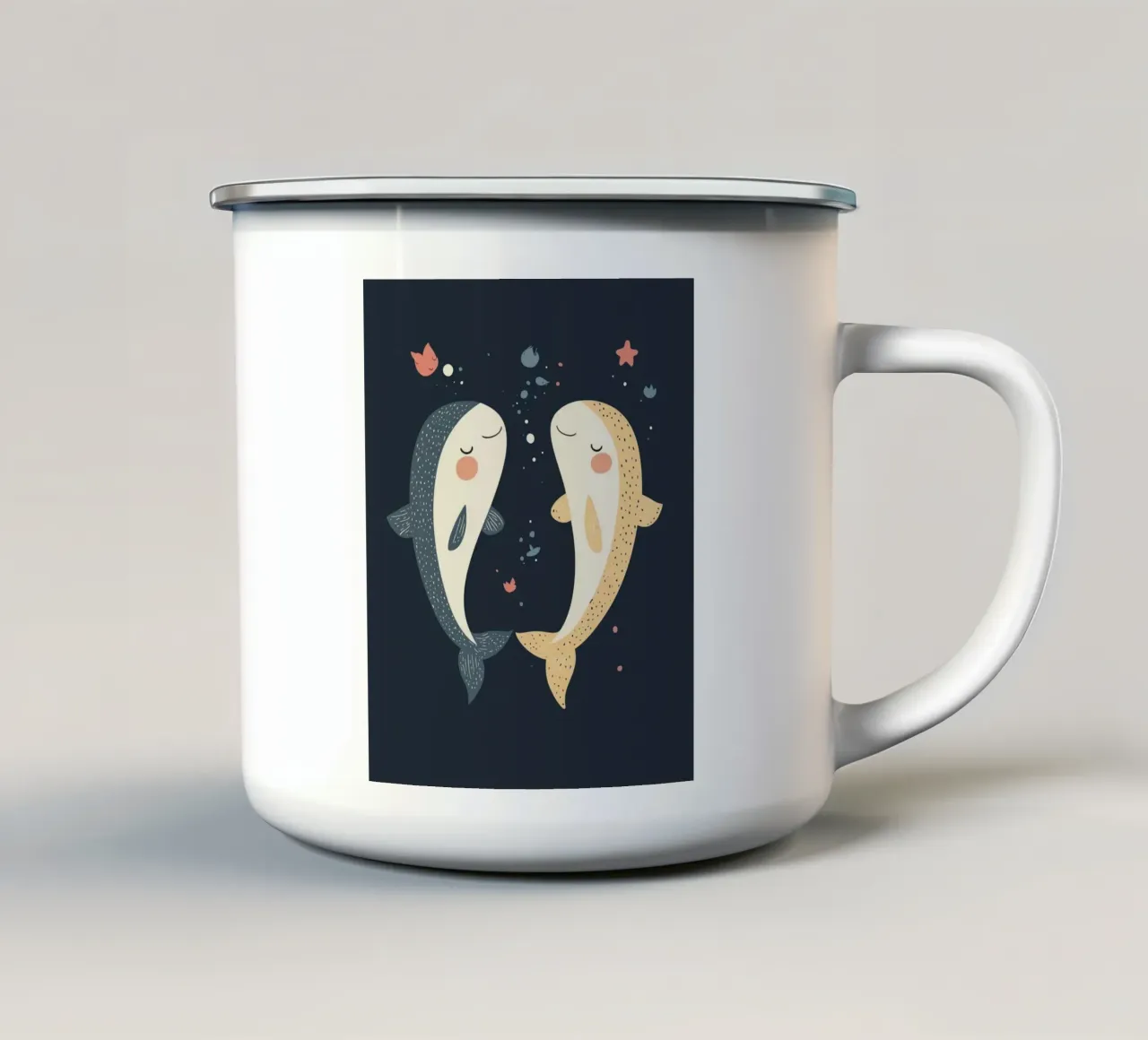 Pesci stravaganti tazza in smalto da Happy Littles