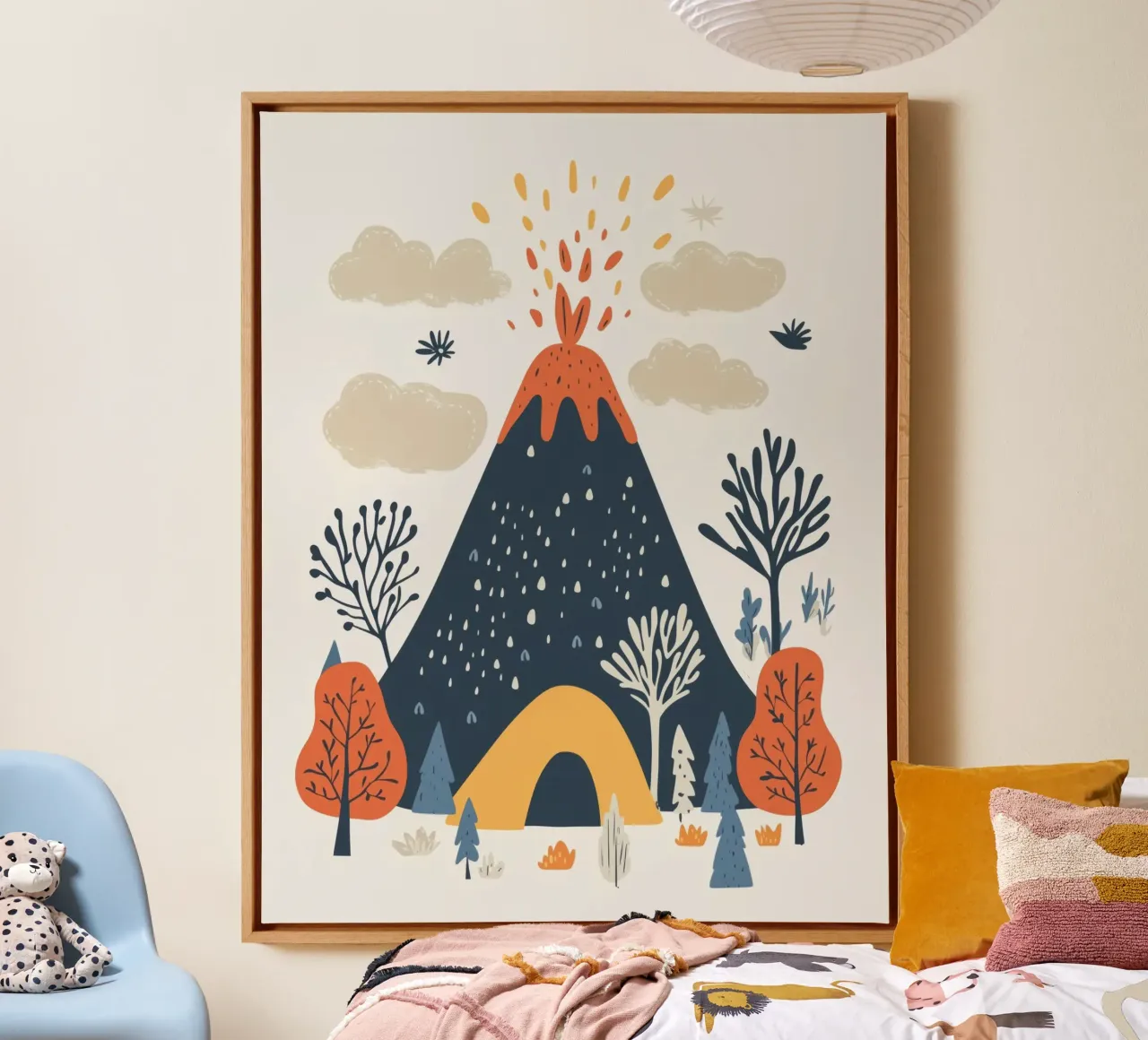 Grillige vulkaan canvas met Baklijst van Happy Littles