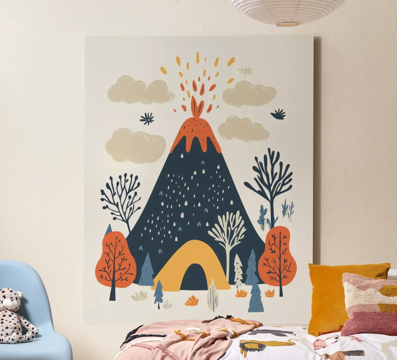 Grillige vulkaan canvas met Baklijst van Happy Littles