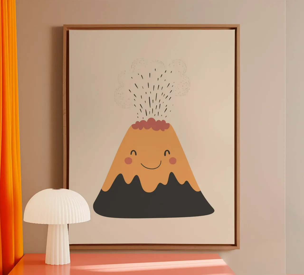 Grillige vulkaan canvas met Baklijst van Happy Littles