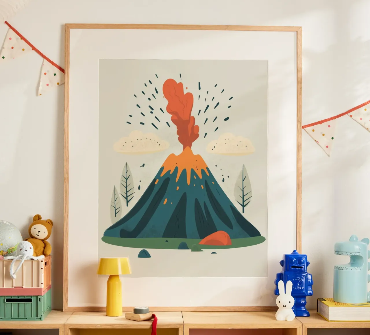 Vulcano stravagante poster con telaio in plastica da Happy Littles