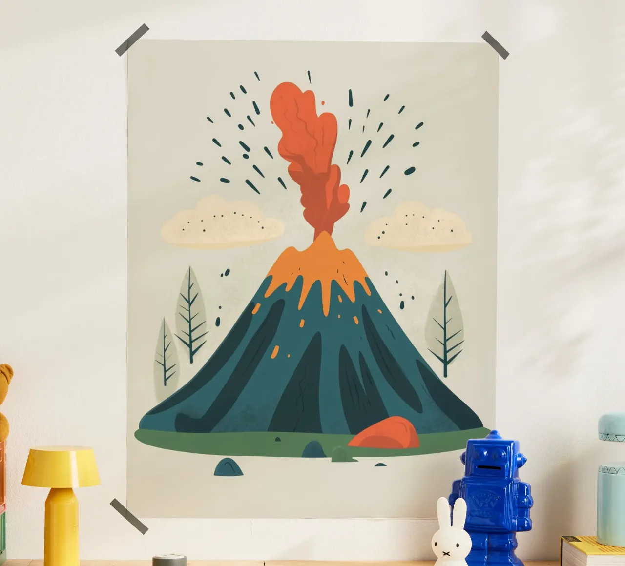 Vulcano stravagante poster con telaio in plastica da Happy Littles