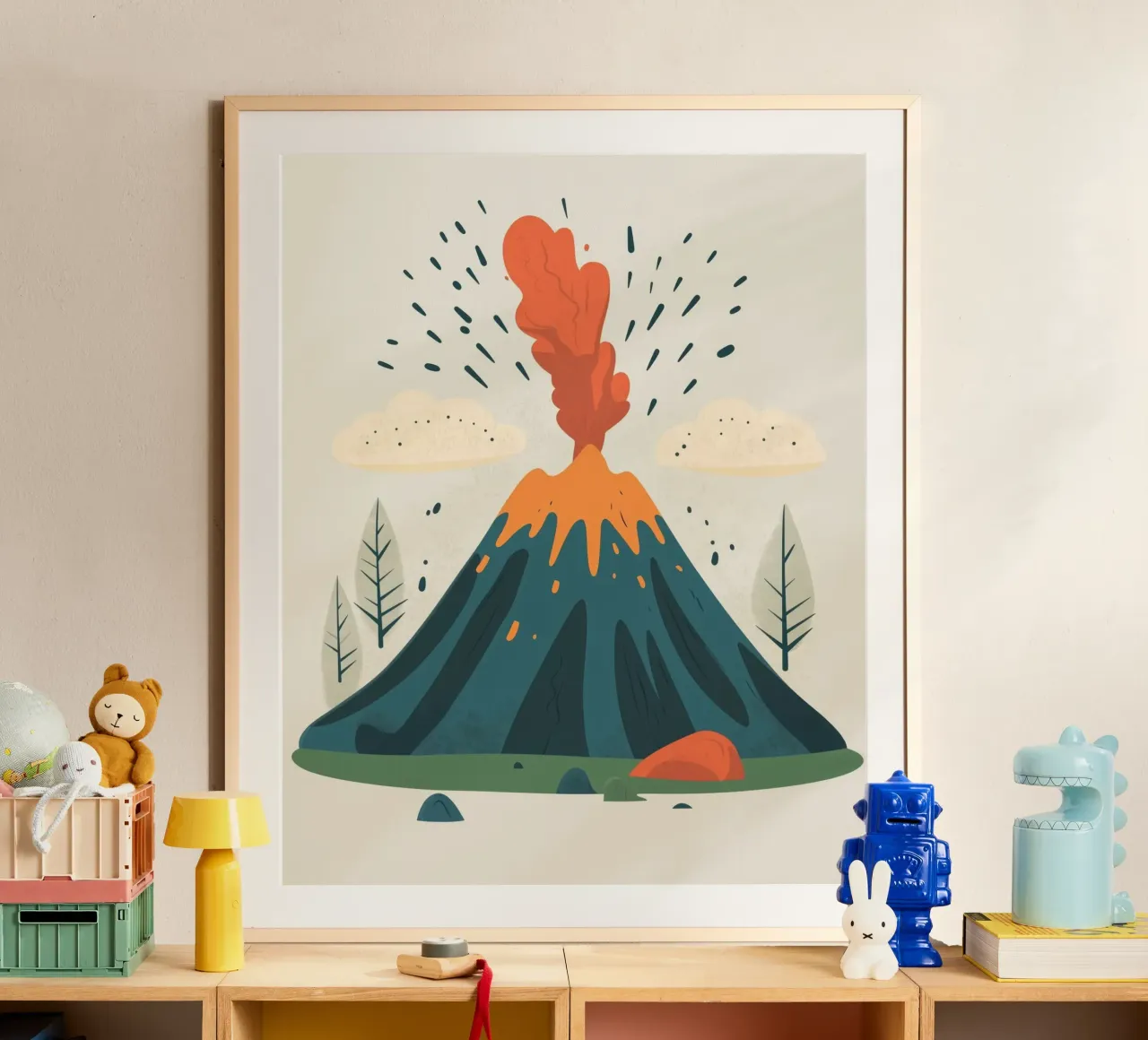 Vulcano stravagante poster con telaio in plastica da Happy Littles