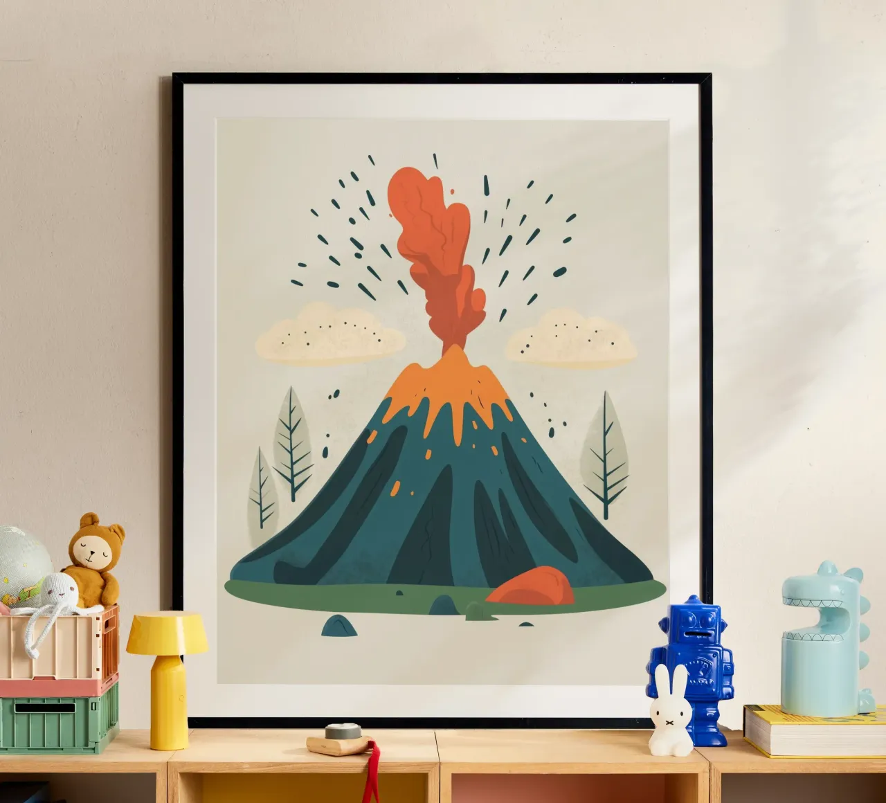 Vulcano stravagante poster con telaio in plastica da Happy Littles