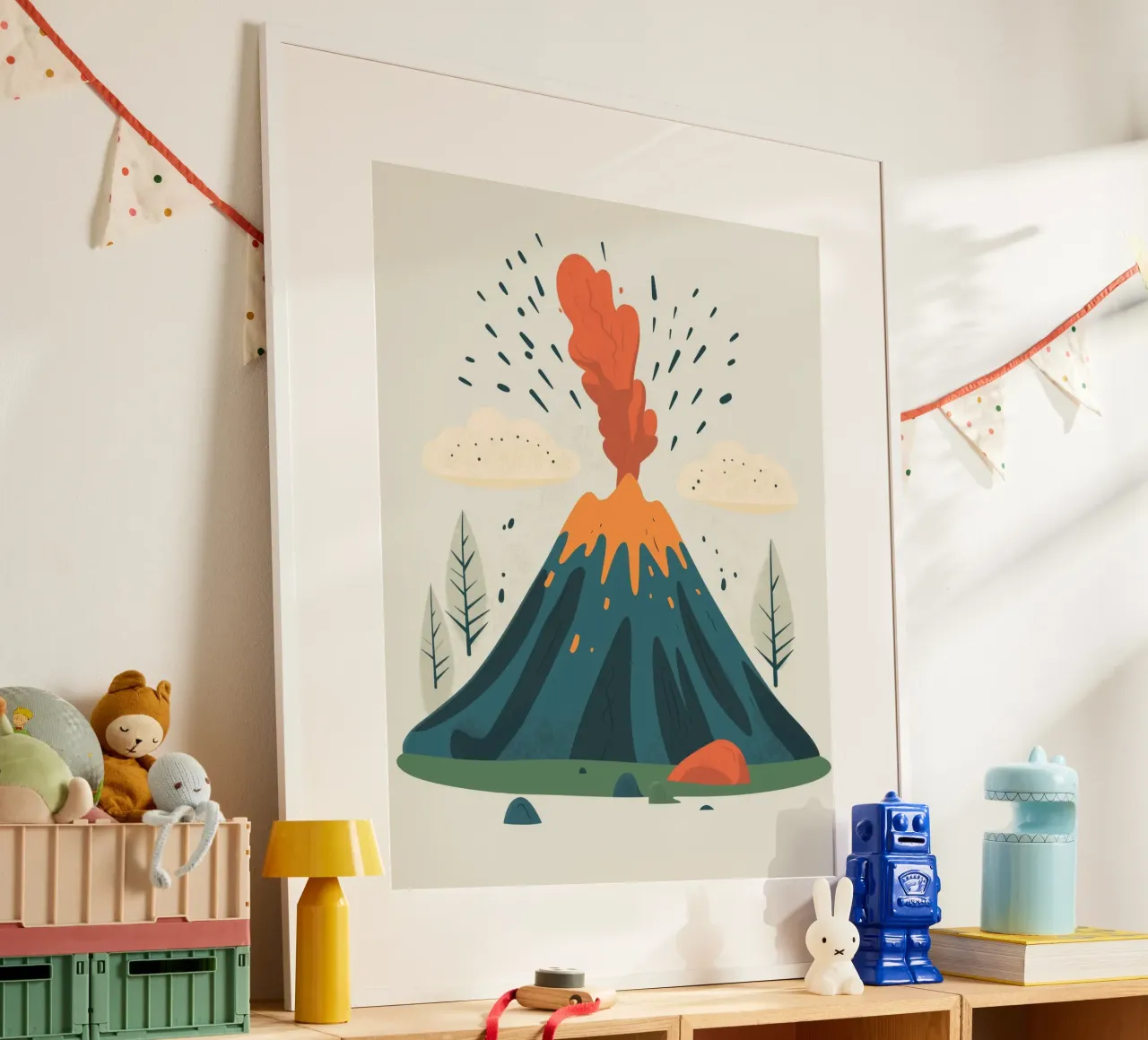 Vulcano stravagante poster con telaio in plastica da Happy Littles